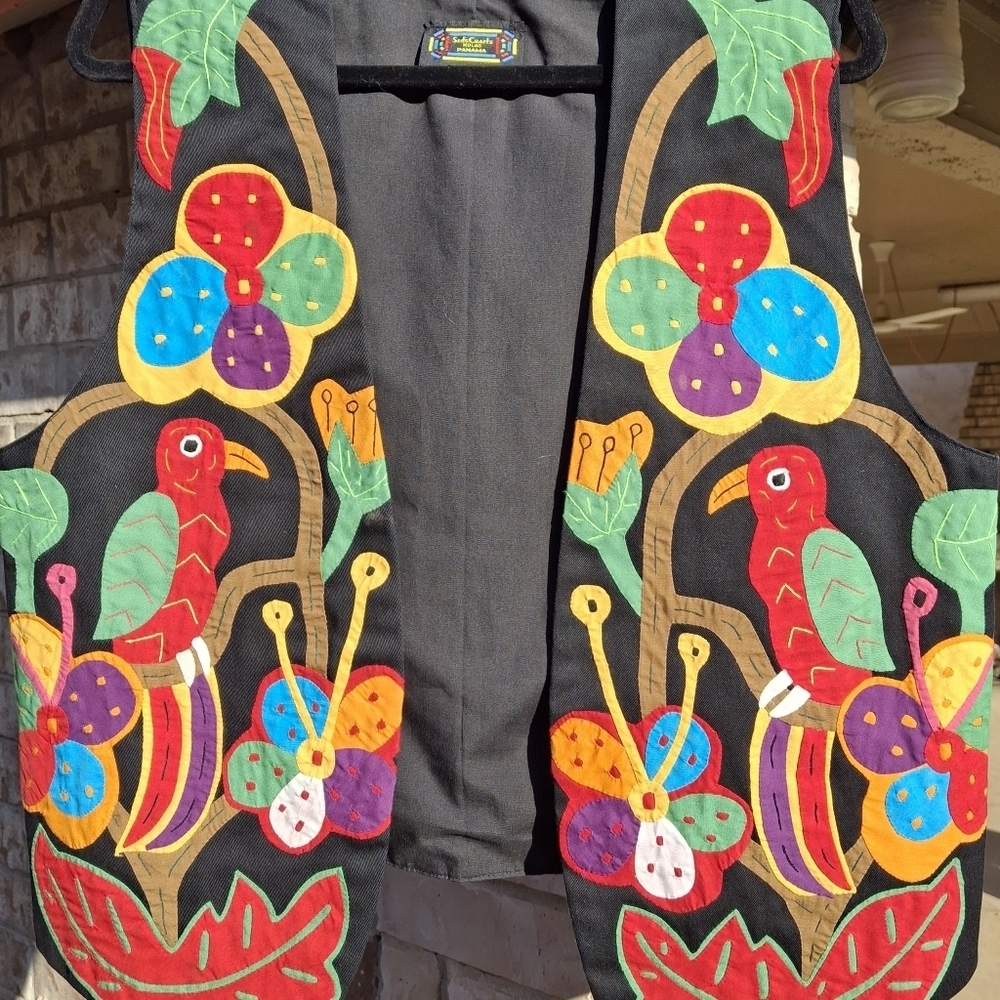 Sed's Crafts Handmade Mola Art Vest  Made In Panama  Women Size Small - Picture 5 of 14